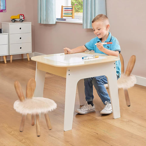XXYOUPIN 1-4 Design1pack/Pearl Bunny Chair for Kids Years, Wooden Base with Removable Cushion,Anti-Tip Toddler