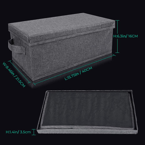 DVD Storage Box - Practical Organizer Holder with Lid and Index Labels for up to 25 DVD Cases (Gray)