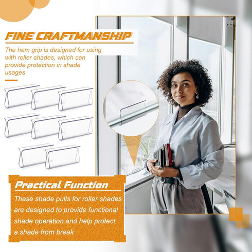 Roller Shades Pull for Blinds, Shade Grips Plastic Hem Grip Hardware for Home, 8 Pieces (Clear)