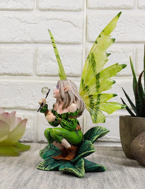 Ebros Mythical Goddess Green Earth Pixie Dust Fairy Statue, 6" Tall Whimsical Tribal Gaia Faerie Sculpture