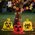 CNhoqc 6Pcs Halloween Lawn Trash Bags - Zombie Warning Reusable Waste Bags with Twist Ties, Fallen Leaf Grass Clipping