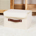 ANMINY Storage Bin with Lid, Decorative Foldable Lidded Cotton Linen Fabric Home Organizer - Beige, Small Size