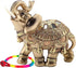 Golden Polyresin Elephant Statue Sculpture - Trunk Wealth Lucky Collectible Figurine Gift Home Decor Feng Shui