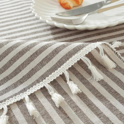 55 86 Inch) meioro Tablecloth Striped Fringe Table Cloth Rectangular Tablecloths Cotton Blend Table Cover for Dining