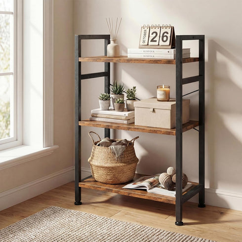 3 DUMOS Tiers Bookshelf, Classical Book Shelf, Tall Display Shelves in Living Room/Home/Office, Storage Organizer