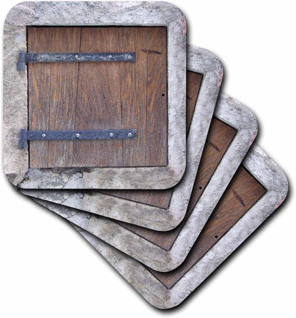 3dRose CST_157619_2 Wooden Medieval Style Trap Door Photo Print Coasters - Set of 8, Unusual Humor