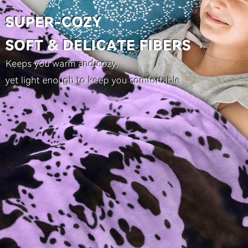 40"x50" Purple Throw Blanket for Girls, Cute Soft Small Fleece Blankets for Bed Nursery Stroller Crib, Lavender Purple