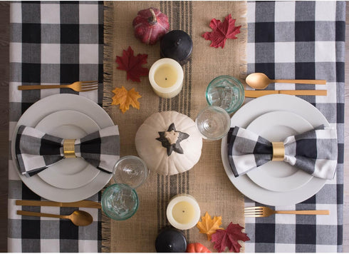 DII Jute Burlap Collection Table Runner, 14x72, Kitchen Tabletop with Middle Stripe Gray