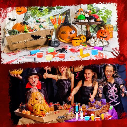 120 2 oz Uiifan Pcs Halloween Party Supplies Blood Bags for Juices Jelly Syringes Cups with Lids Pill Candy Bottles