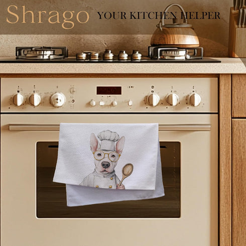 Shrago 16x24 Inch Funny Bull Terrier Dog Kitchen Towels, Bull Terrier Gifts for Women Dish Tea Towels for Kitchen, Dog