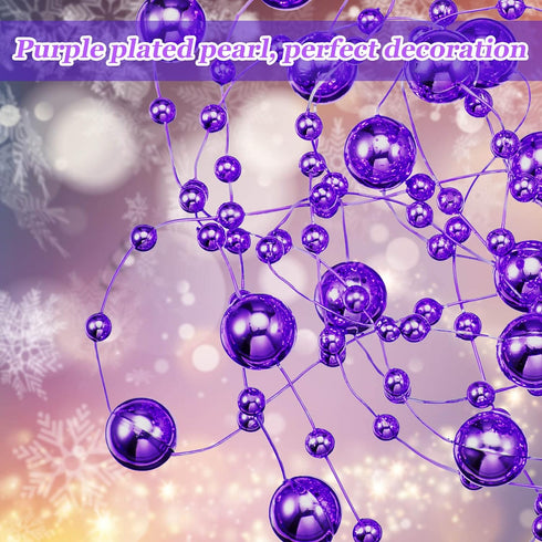 Tondiamo 24 Pcs Artificial Pearl String, Faux Pearls Beads for Floating Candle Party Garland Decoration, Dark Purple