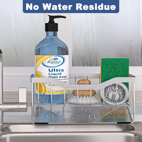 Counter (304 Vanwood Sponge Holder for Kitchen Sink with Auto Draining Tray, Sink Caddy Kitchen Sink Cocina Organizer
