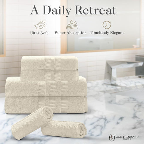 Set 600 6-Piece Set 3 2 2 2 Set Premium Staple Cotton Bathroom Towel - Beige GSM Luxury Bath Towel Stripe - Bath