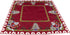 Embroidered Christmas Holiday Santa Claus and Christmas Trees Doily Table Topper, 33 Inches Square, Red
