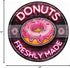 Lenrius Vintage Donuts Freshly Made Round Tin Sign, 12x12 in, Home Kitchen Coffee Office Art, Pink