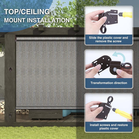 Shade Replacement Parts, Cordless Crank Kit, Roller Shade Mounting Brackets for Coolaroo Exterior Sun Shades, Outdoor