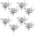 Gejoy 8 Pcs Christmas Tree Picks with Glitter, Faux Flower, Artificial Leaves, 7.8 Inch, Silver for Holiday Decor