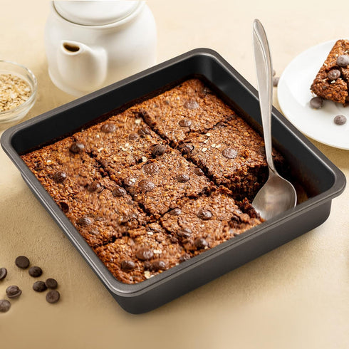 Square Cake Pan, Nonstick Baking Pan for Bread or Brownie, 9x9 Inch Bakeware Set of 2 with Diamond Texture