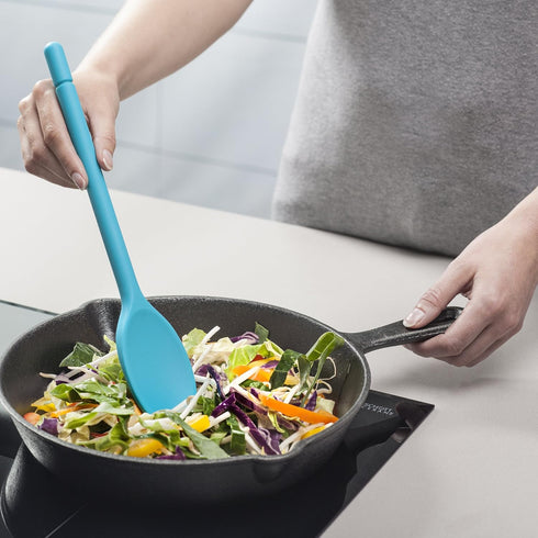 Zeal Scratch Non-Stick Silicone Cooking Spoon, Aqua Blue, 30 cm Length