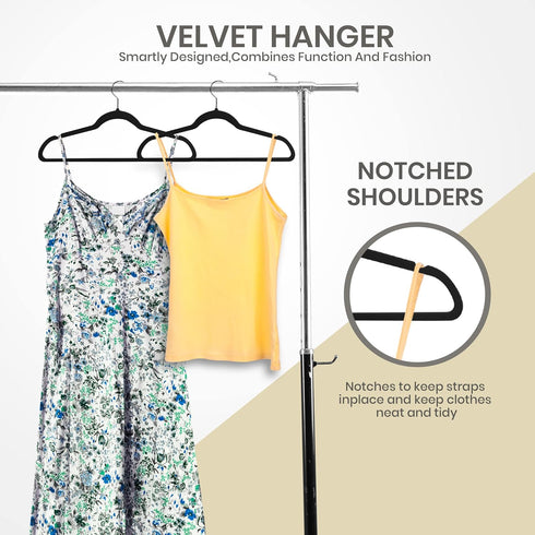 Utopia Home Velvet Hangers, 30 Pack, Non-Slip Suit Hangers with 360 Degree Rotatable Hook, Black