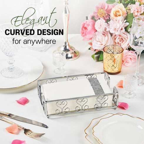 Countertop Silver Guest Towel Holder Tray for Bathroom Napkin Organizer for Disposable Hand Paper Towels, Vanity Napkin