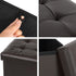 B FSOBEIIALEO Folding Storage Ottoman Cube - Faux Leather Footrest for Living Room, Brown, 12.6" x 12.6" x 12.6"
