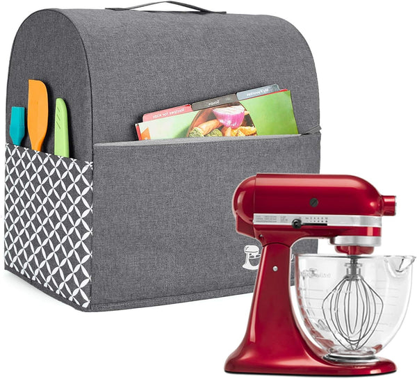 Yarwo Stand Mixer Cover Compatible with 4.5 qt and All 5 qt KitchenAid Mixer, Protective Dust Cover with Pockets, Gray
