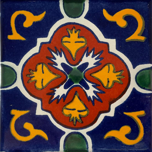 3x3 Blue Granada Talavera Mexican Tile, 16 pcs