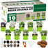 Meekear 10 Herb Seeds Garden Starter Grow Kit with Green Pots, Markers,