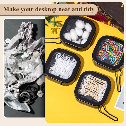 2 pcs Portable Hair Tie Organizer, Travel Qtip Holder, Bathroom Storage Dispenser for Cotton Swabs and Hair Accessories