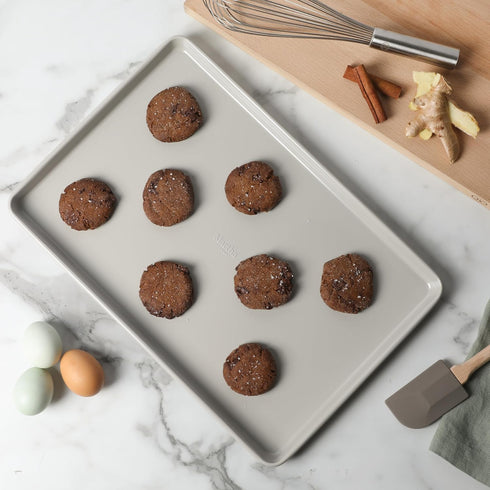Martha Stewart Gallen 17 x 11 Inch Nonstick Carbon Steel Cookie Sheet, Cool Grey