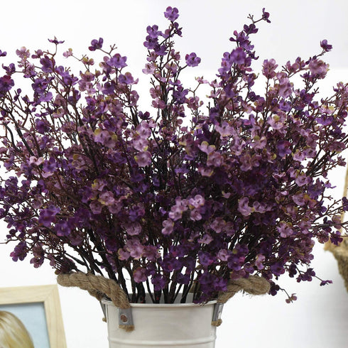 JAKY-Global 6 Bundle Babys Breath Fabric Cloth Artificial Flowers for Wedding Party Decoration (Autumn Purple)