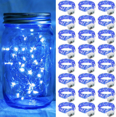 24 Pack Blue Fairy Lights 7Ft 20 LED Twinkle String Lights 3