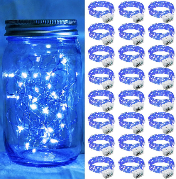 24 Pack Blue Fairy Lights 7Ft 20 LED Twinkle String Lights 3