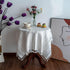 Gernaice Rustic Stripe Embroidered Tablecloth Heavy Small Square Tassel Cotton Linen Table Cloth