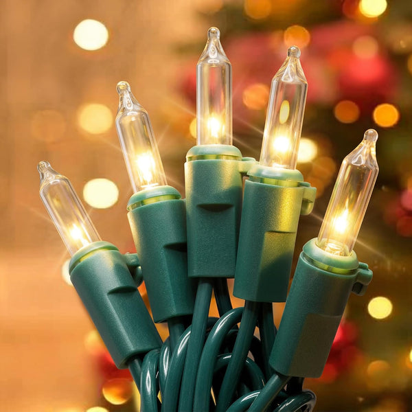 Hopolon 50 Count Clear Christmas Lights 13 Feet Incandescent String Lights Green