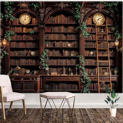 Spenlife 44"x60" Retro Bookshelf Tapestry Wall Decorative Tapestry Bookshelf Tapestries Wall Hanging for Bedroom Living