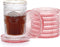 JUXYES 8 Pack Clear Pink Crystal Coasters Round Cup Mat, Glass Coasters for