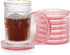 JUXYES 8 Pack Clear Pink Crystal Coasters Round Cup Mat, Glass Coasters for