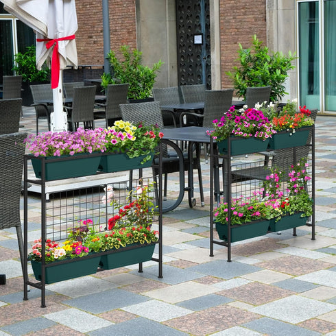 32" OYEAL Raised Garden Bed with Legs & & Trellis Tall Vertical Herb Garden Planter Indoor Outdoor Elevated Flower Beds