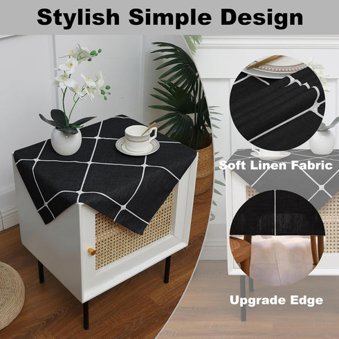 Gernaice 2 Packs 24x24 Inch Plaid Small Square End Table Cloth, Farmhouse Embroidered Fabric Checkered Tablecloth, Dust