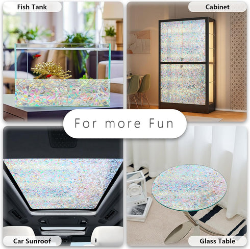 LEMON CLOUD Window Privacy Film - Decorative Stained Glass Window Stickers, Rainbow Cling Holographic, No Glue Frosted