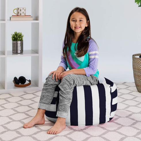 Posh Stuffable Kids Stuffed Animal Storage Bean Bag Chair Cover - Children's Toy Organizer, Medium 27" - Canvas Stripes
