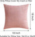 Demetex 18x18 Pink Striped Corduroy Pillow Covers, Decorative Square Throw Pillowcases, Set of 2, Light Pink