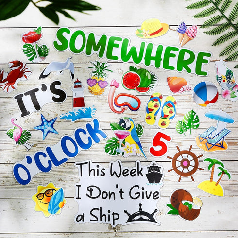 27 Pcs Summer Cruise Door Magnets, Funny Reusable Magnetic Decorations for Cabin Door, Ship, Refrigerator, Office
