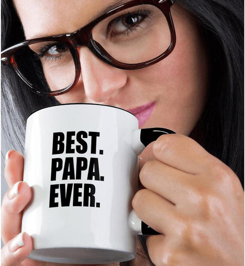 3dRose Ceramic Best Papa Ever Mug - 1 Count (Pack of 1), Black