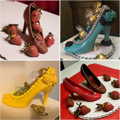 HiParty Mini & Small 3D High Heel Shoe Chocolate Mold, Polycarbonate Stiletto Heels Candy Mold Set of 2