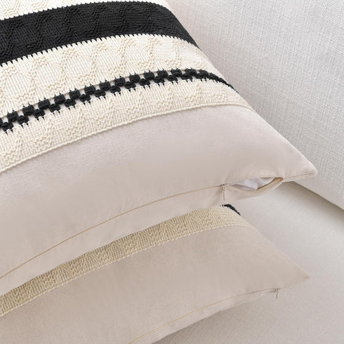 Fancy Homi Set 2 12x24 Inch of Boho Black Long Lumbar Decorative Throw Pillow Cover for Couch Bed Sofa Chair, Modern