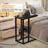 1 Set,Black VECELO C Shaped End Table with Charging Station & Power Outlets, Quick Access Side Table for Sofa, C
