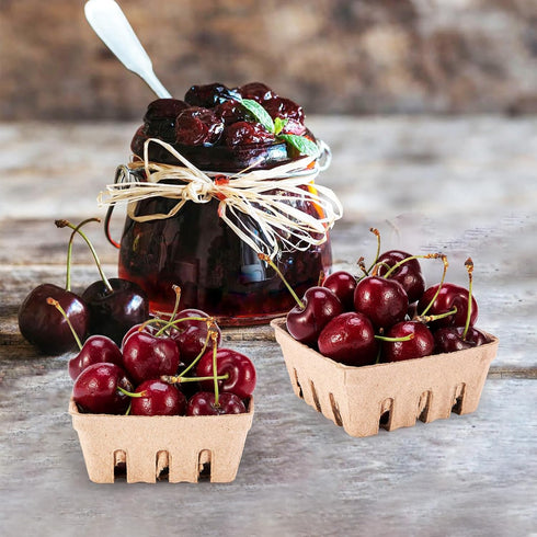 60 Pack 1/2 PARBEE Pulp Fiber Berry Basket, Pint Vented Containers for Strawberry Blueberry Raspberry Grape Cherry